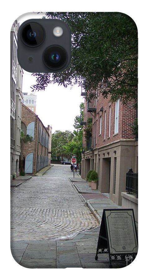 Quiet Cobblestone Street in City - Phone Case