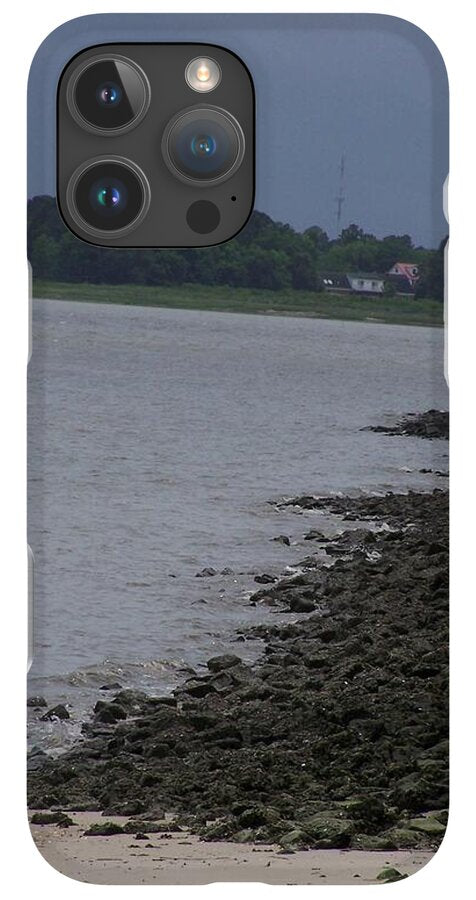 Rocky Shoreline with Overcast Sky - Phone Case