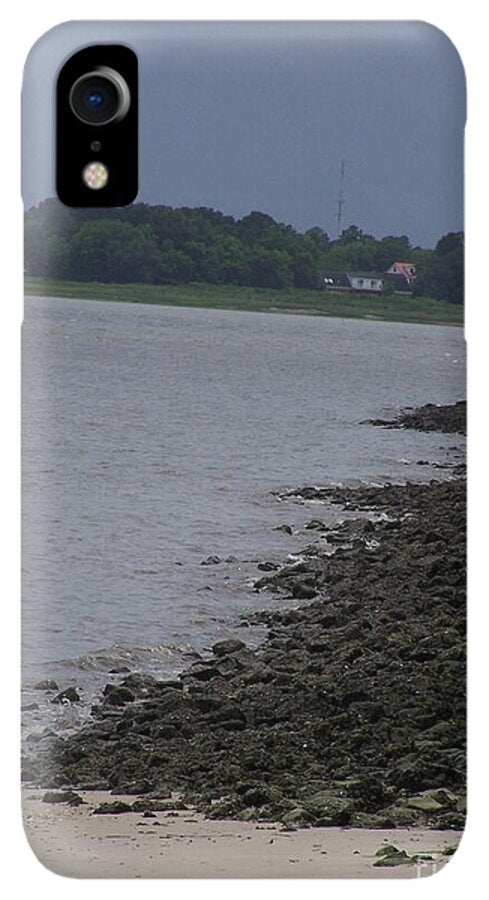 Rocky Shoreline with Overcast Sky - Phone Case
