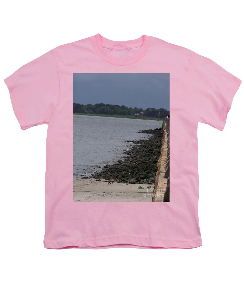 Rocky Shoreline with Overcast Sky - Youth T-Shirt