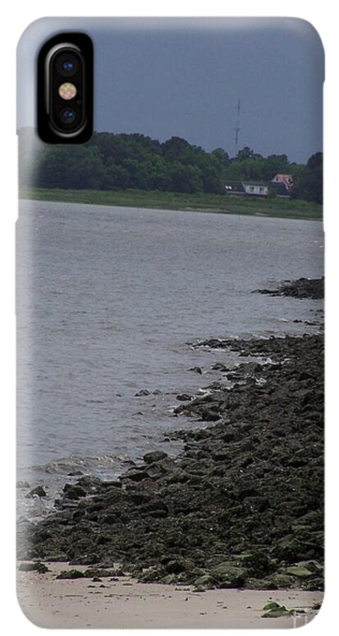 Rocky Shoreline with Overcast Sky - Phone Case