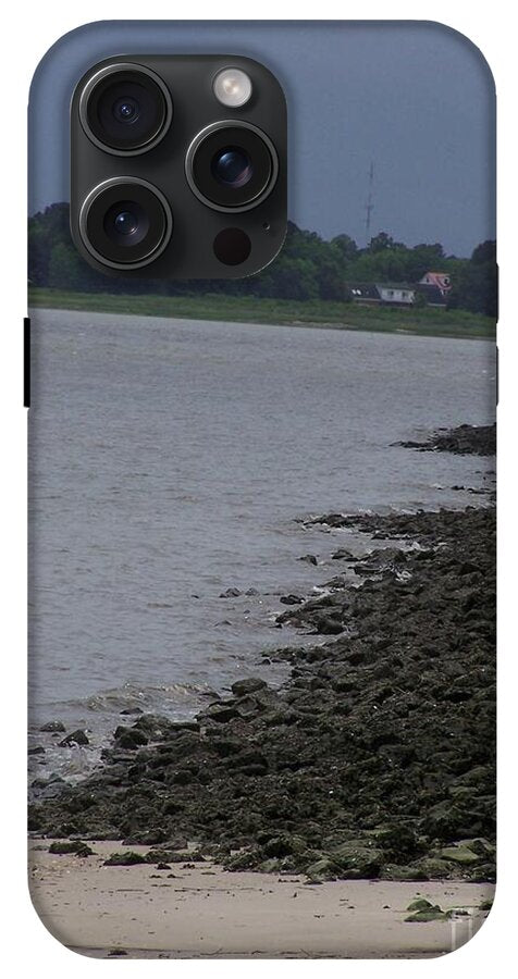 Rocky Shoreline with Overcast Sky - Phone Case