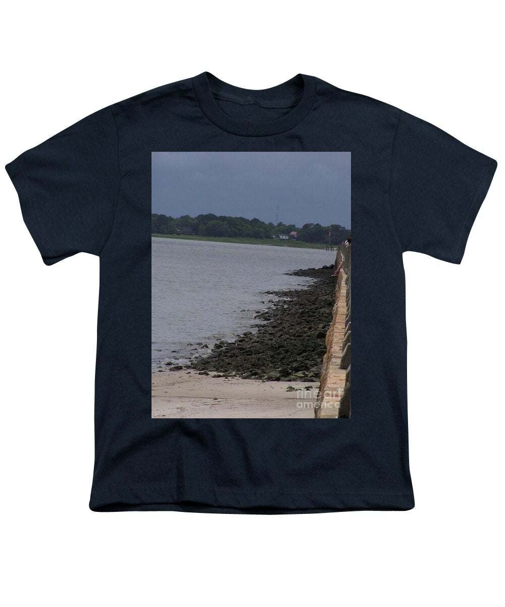Rocky Shoreline with Overcast Sky - Youth T-Shirt