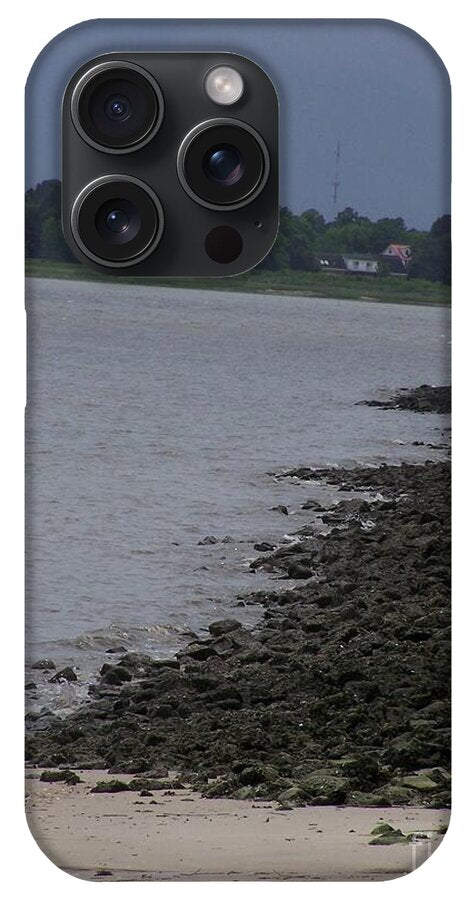 Rocky Shoreline with Overcast Sky - Phone Case