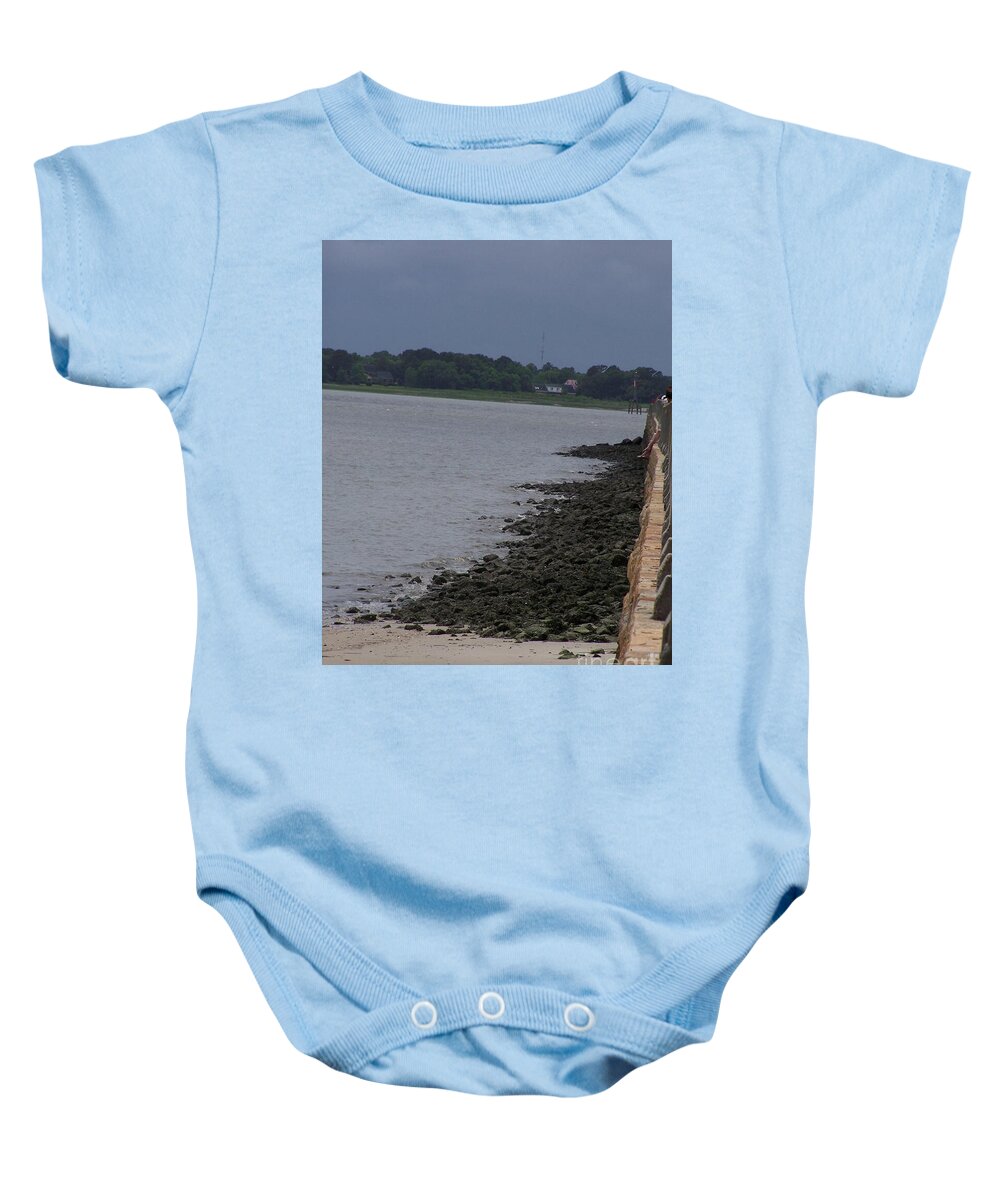 Rocky Shoreline with Overcast Sky - Baby One-Piece