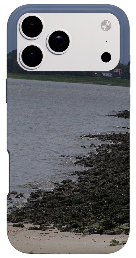 Rocky Shoreline with Overcast Sky - Phone Case