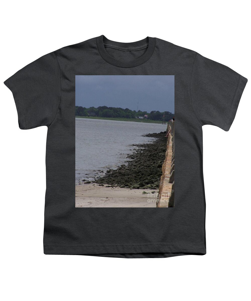 Rocky Shoreline with Overcast Sky - Youth T-Shirt
