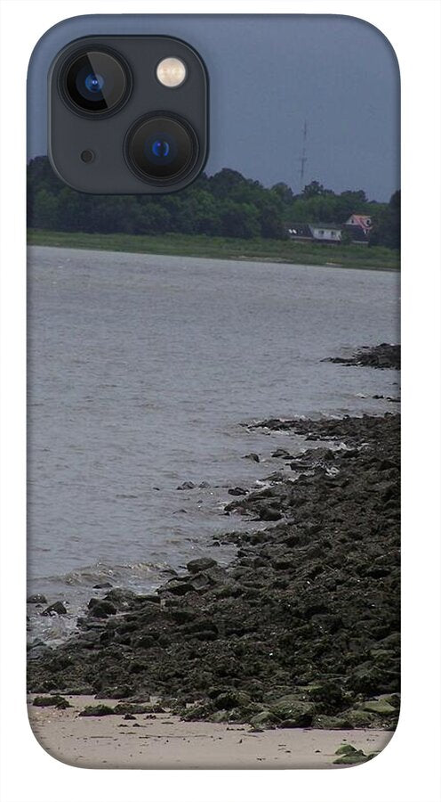 Rocky Shoreline with Overcast Sky - Phone Case