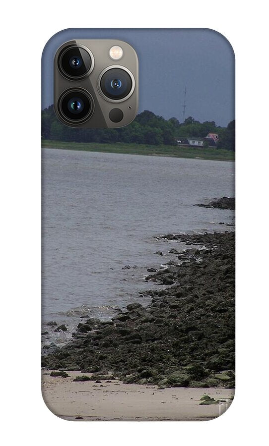 Rocky Shoreline with Overcast Sky - Phone Case
