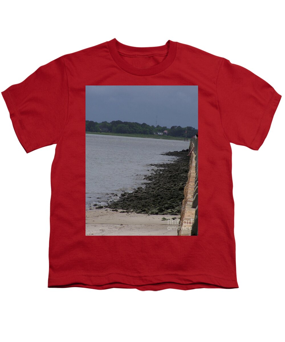 Rocky Shoreline with Overcast Sky - Youth T-Shirt