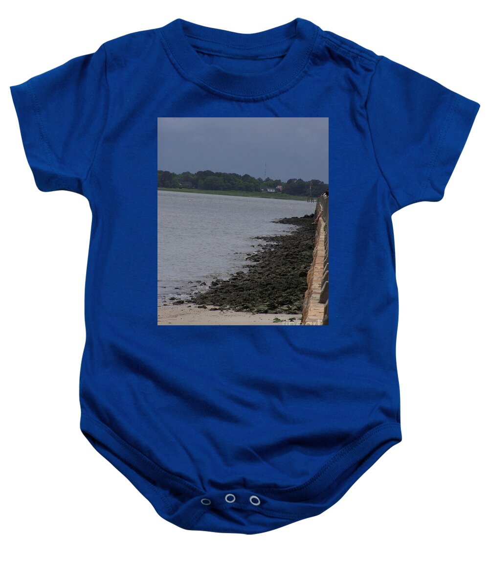 Rocky Shoreline with Overcast Sky - Baby One-Piece
