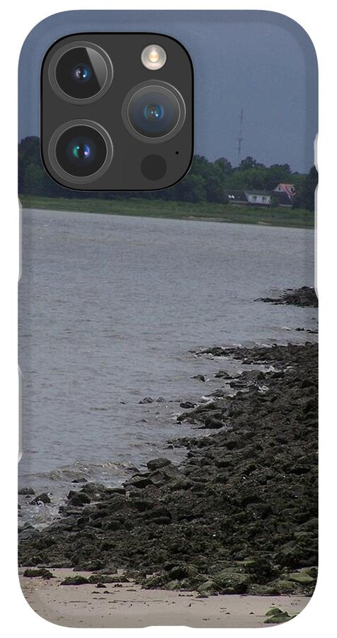 Rocky Shoreline with Overcast Sky - Phone Case