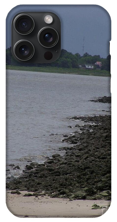 Rocky Shoreline with Overcast Sky - Phone Case