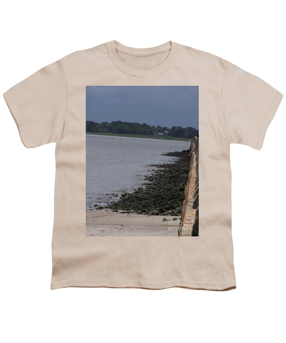 Rocky Shoreline with Overcast Sky - Youth T-Shirt