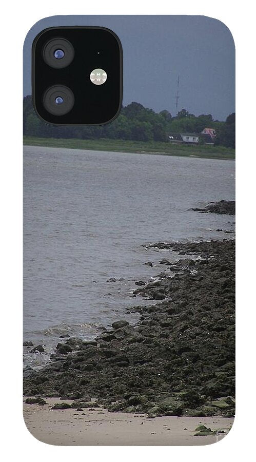 Rocky Shoreline with Overcast Sky - Phone Case