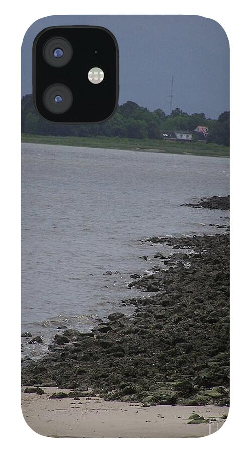 Rocky Shoreline with Overcast Sky - Phone Case