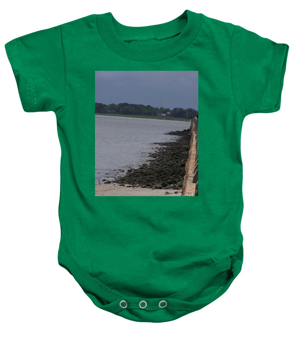Rocky Shoreline with Overcast Sky - Baby One-Piece