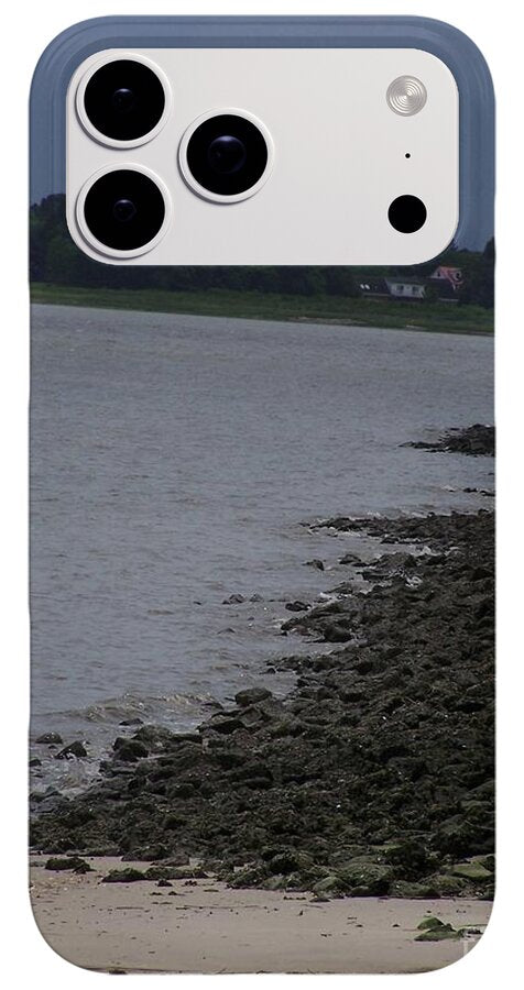 Rocky Shoreline with Overcast Sky - Phone Case