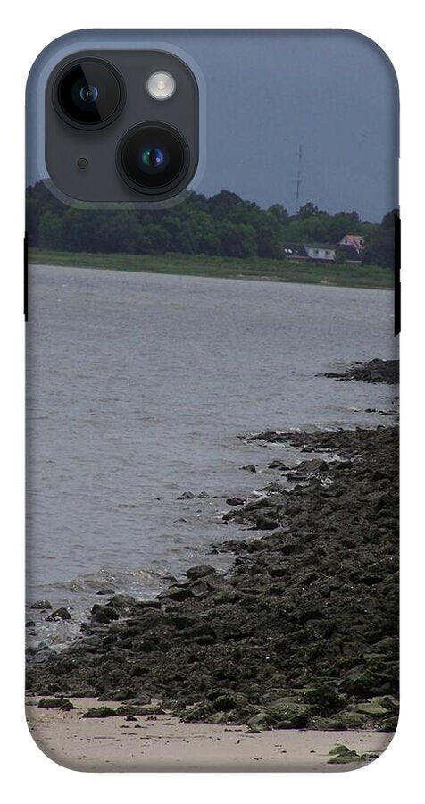 Rocky Shoreline with Overcast Sky - Phone Case