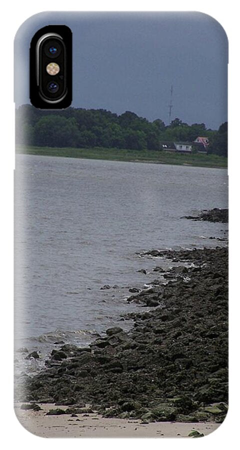 Rocky Shoreline with Overcast Sky - Phone Case