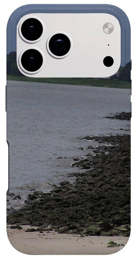 Rocky Shoreline with Overcast Sky - Phone Case