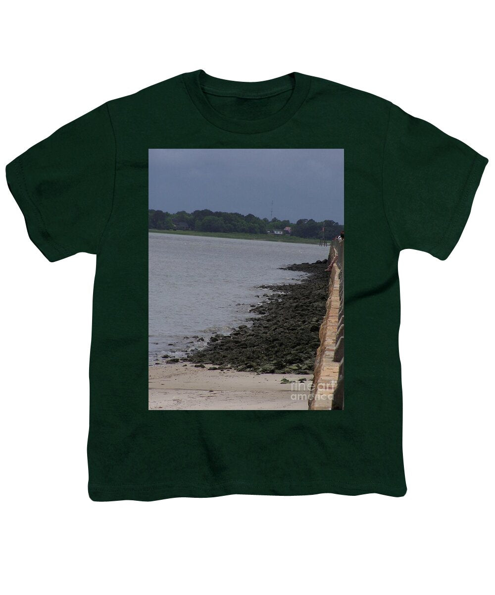 Rocky Shoreline with Overcast Sky - Youth T-Shirt