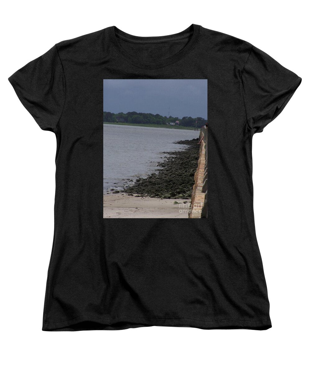 Rocky Shoreline with Overcast Sky - Women's T-Shirt (Standard Fit)