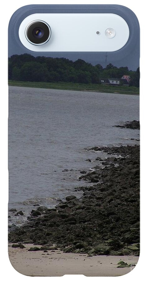 Rocky Shoreline with Overcast Sky - Phone Case