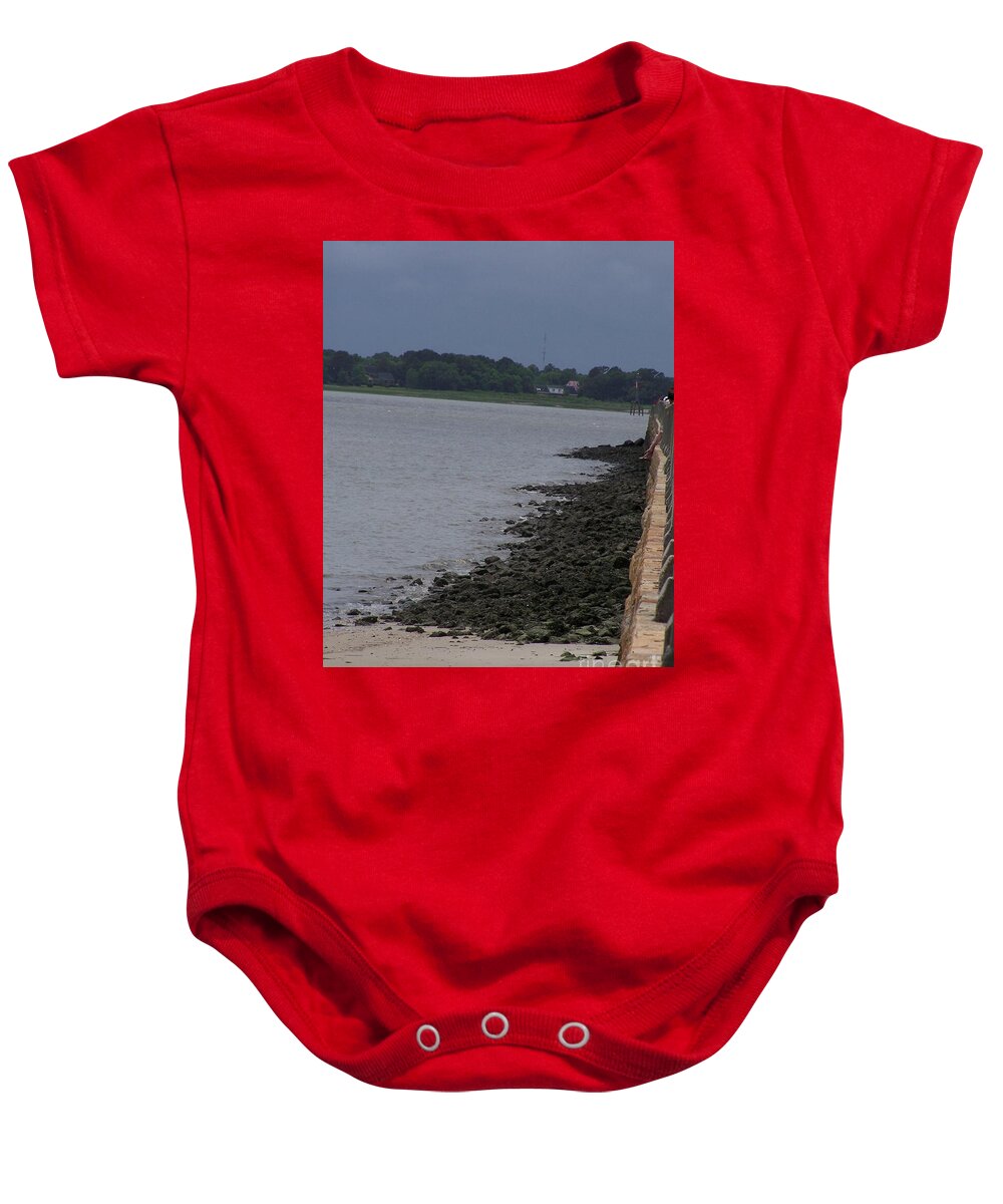 Rocky Shoreline with Overcast Sky - Baby One-Piece
