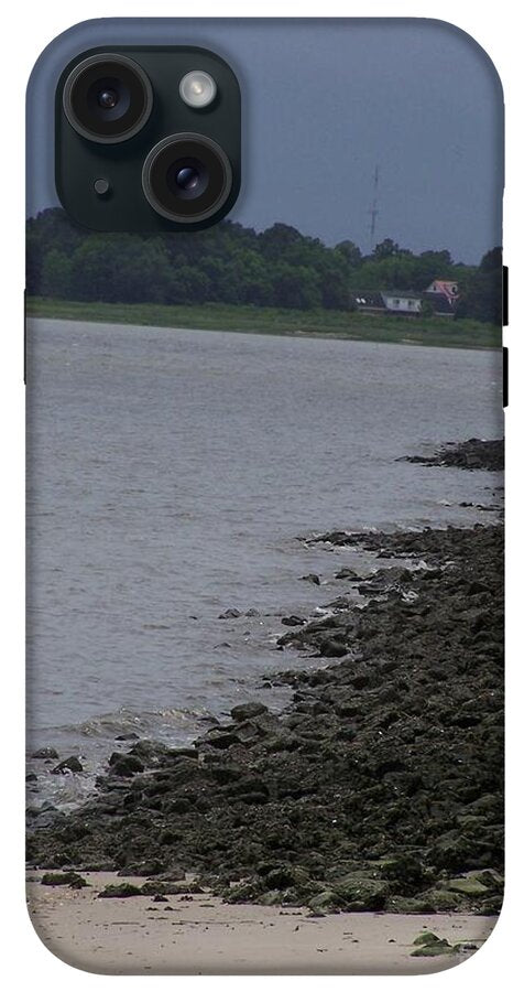 Rocky Shoreline with Overcast Sky - Phone Case