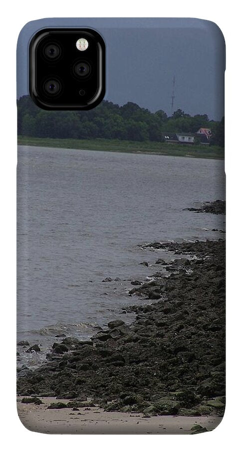 Rocky Shoreline with Overcast Sky - Phone Case