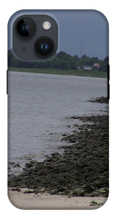Rocky Shoreline with Overcast Sky - Phone Case