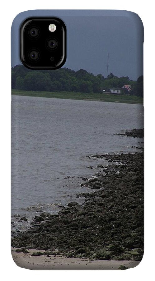 Rocky Shoreline with Overcast Sky - Phone Case