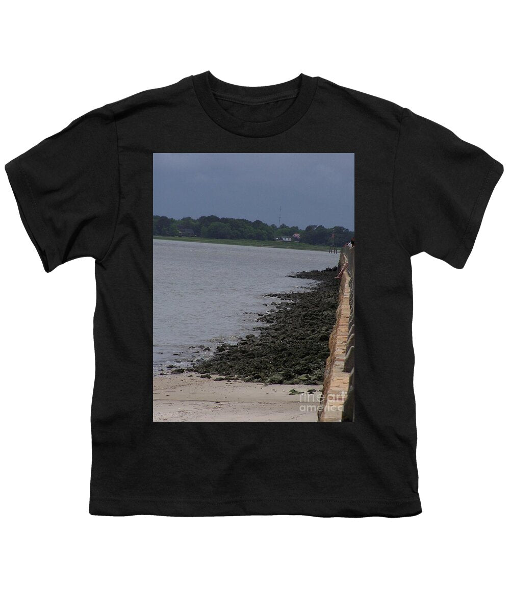 Rocky Shoreline with Overcast Sky - Youth T-Shirt