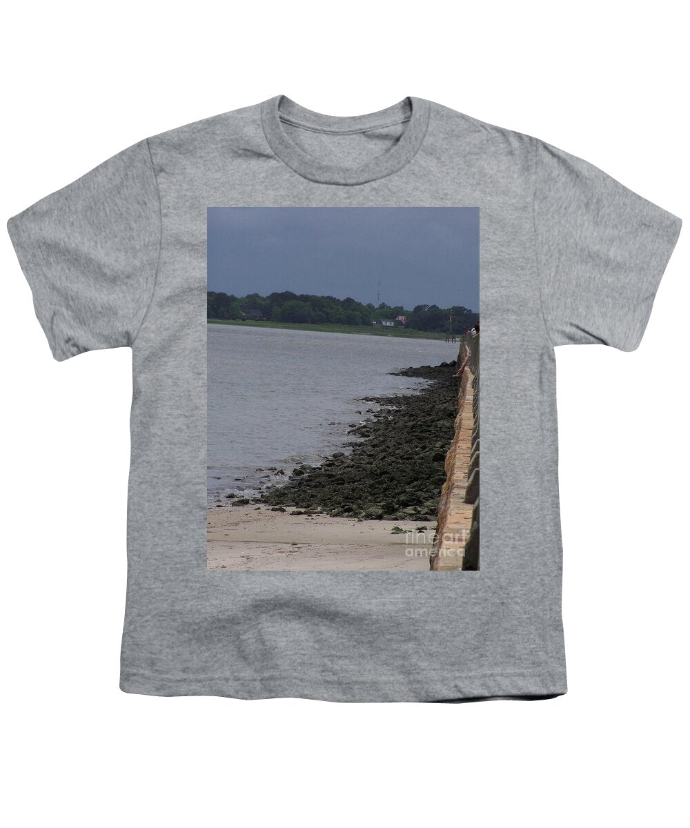 Rocky Shoreline with Overcast Sky - Youth T-Shirt
