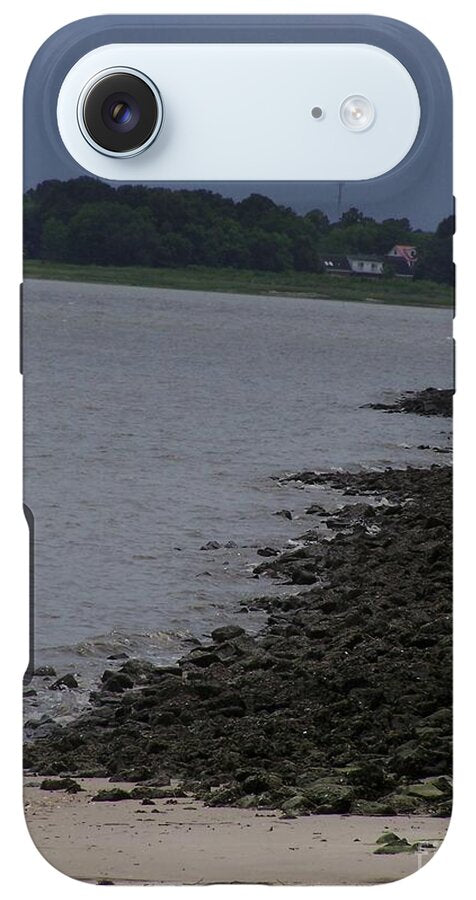 Rocky Shoreline with Overcast Sky - Phone Case