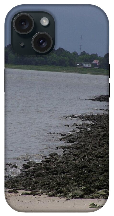 Rocky Shoreline with Overcast Sky - Phone Case