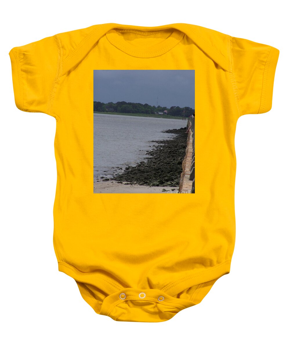 Rocky Shoreline with Overcast Sky - Baby One-Piece
