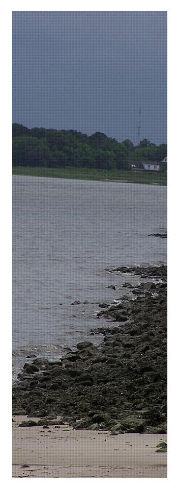 Rocky Shoreline with Overcast Sky - Yoga Mat