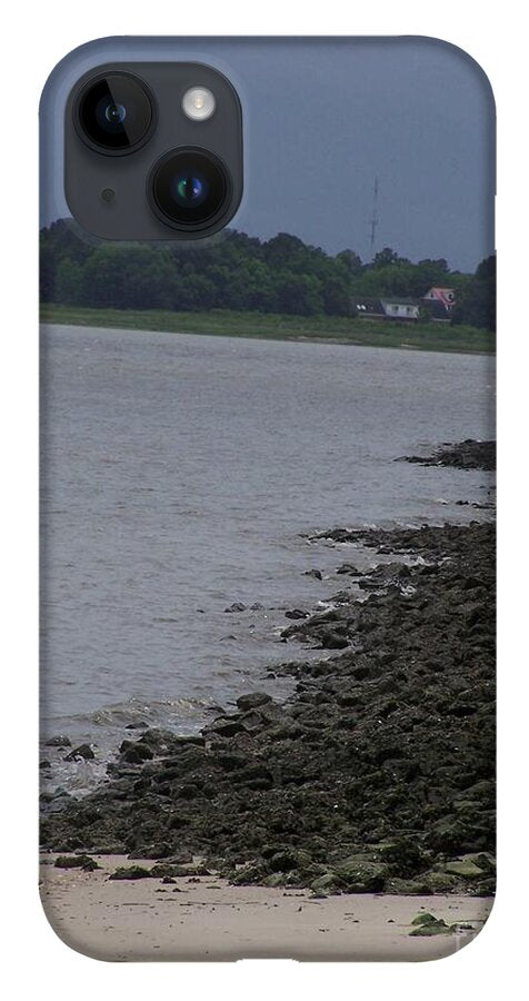Rocky Shoreline with Overcast Sky - Phone Case