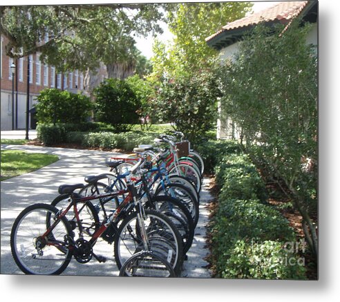 Row of Bicycles in the Sun - Metal Print