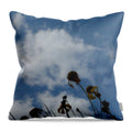 Silhouetted Wildflowers and Clouds - Throw Pillow