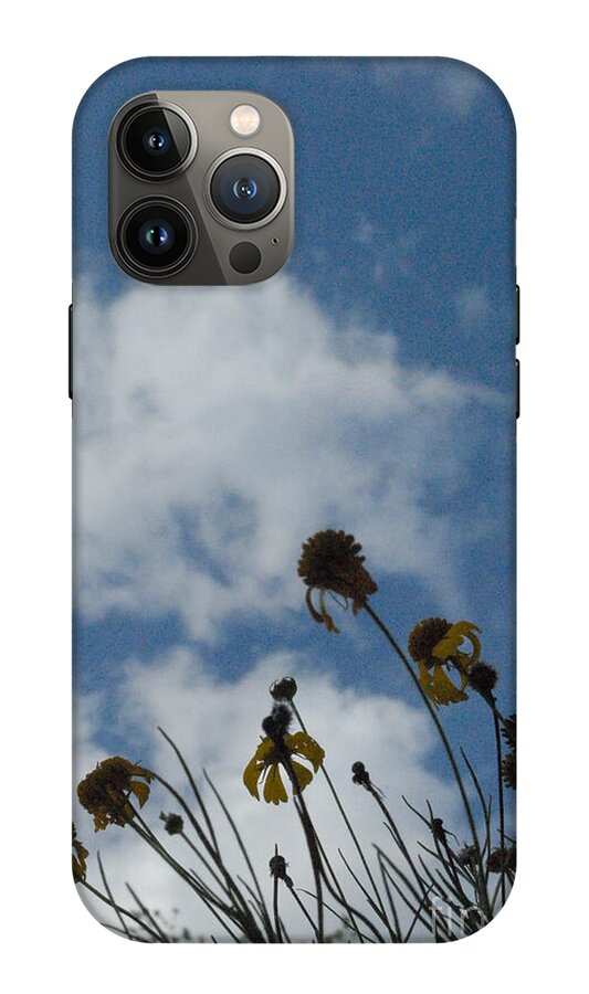 Silhouetted Wildflowers and Clouds - Phone Case