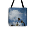 Silhouetted Wildflowers and Clouds - Tote Bag