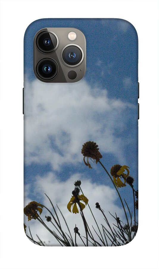 Silhouetted Wildflowers and Clouds - Phone Case