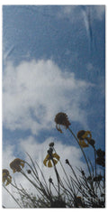 Silhouetted Wildflowers and Clouds - Bath Towel