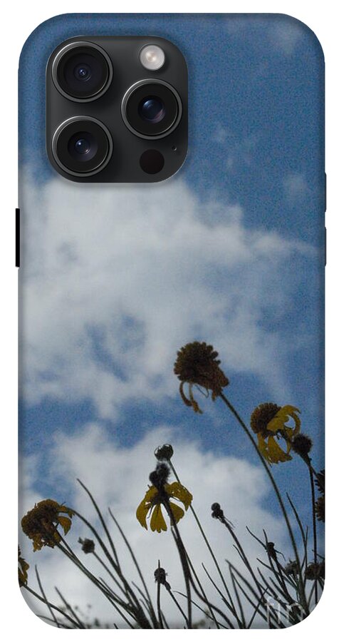 Silhouetted Wildflowers and Clouds - Phone Case