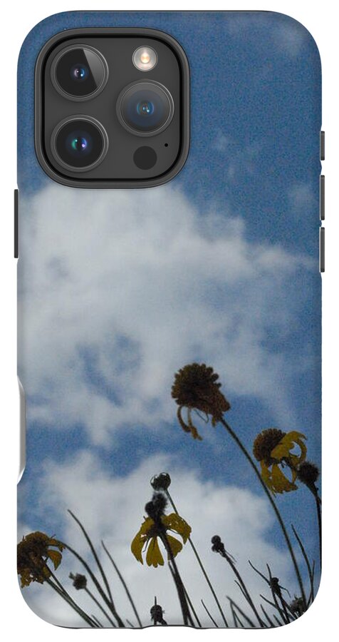 Silhouetted Wildflowers and Clouds - Phone Case