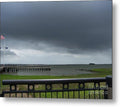 Stormy Sky Over Coastal Pier - Metal Print