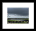 Stormy Sky Over Coastal Pier - Framed Print
